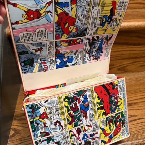 NWT - Disney Parks Avengers Marvel Comic Book Loungefly Crossbody Purse - Picture 4 of 7